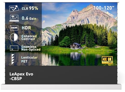 WUPRO LeApex EVO Schermo Proiettore Motorizzato da Pavimento 110 Pollici, ALR CLR 95% Reiezione Luce Ambientale, Visibile anche di Giorno, per Proiettore UST, 4K/8K UHD, Home Cinema