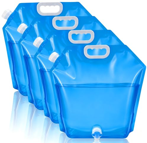 QIQN Wasserkanister Faltbar Wasserbehälter Faltbarer Wasserbeutel 10L | 4 Stück Faltkanister Trinkwasserkanister mit Hahn Wiederverwendbare Flexibler für Camping Outdoor Wandern Festival