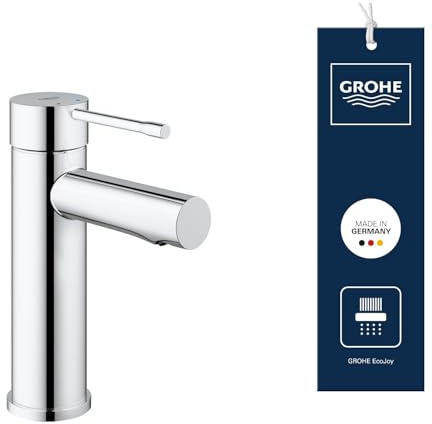 GROHE Essence, Waschtischarmatur, wassersparend (Wasserhahn für das Bad, 17cm hoch, Badarmatur mit langlebiger Oberfläche, einfache Installation am Waschbecken), chrom, 34294001