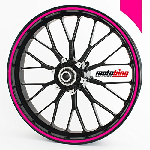Motoking Felgenrandaufkleber 360° in Neonfarben/ganzer Kreis / 19 bis 23 / 12 mm/NEON PINK