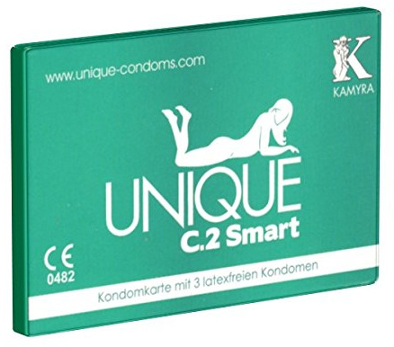 KAMYRA Unique C.2 Smart (PRE-ERECTION) Condom Card, grün - das mitwachsende Kondom, bereits vor der Erektion überziehbar - keine Unterbrechung des Vorspiels nötig, 1 x 3 Stück