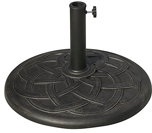 Outsunny 19KG Resin Umbrella Base Garden Parasol Base Stand Round Sun Shade Holder Suitable For Pole Between Φ38mm to Φ48mm