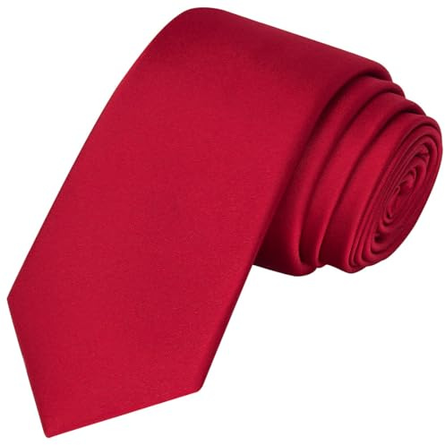 KissTies Boys Tie Red Satin Necktie For Kids Festive Ties + Gift Box