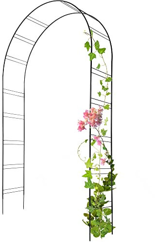 KADAX Rosenbogen, Gartenbogen für Kletterpflanzen, Rosen, Garten, Pergola, pulverbeschichteter Stahl, Gartenlaube, wetterfest, Rankhilfe, Torbogen, Spalier, Deko, Schwarz (40 x 150 x 256 cm)