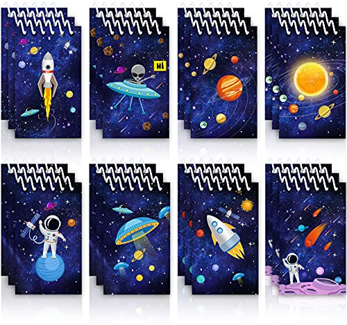 Outus 24 Stücke weltall Mini Notizblöcke, Astronaut Rakete Memo Spirale Winzige Notizbücher Lehrer Klassenzimmer Belohnung Versorgung für Jungen Mädchen Sonnensystem Planet