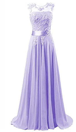 Lecureler Long Applique Prom Bridesmaid Dress Lilac Size 10