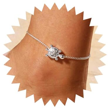 Aneneiceera Chaîne De Cheville Tortue Boho Minuscule Bracelet De Cheville En Argent Tortue D'été Plage Chaîne De Pied Bijoux De Mariage Pour Femmes Et Filles