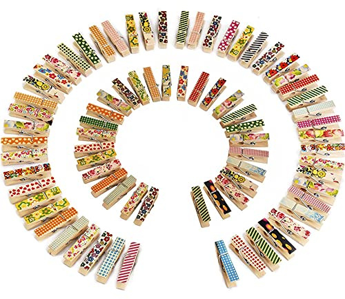 Clip en Bois de Couleur,50 PièCes Clips D'artisanat en Bois,3,5cm*0,7cm,Fort et Robuste,Mini Pinces à Linge,pour L'artisanat,la Photo,la Fête,la Décoration de Mariage(Couleur Mélangée)