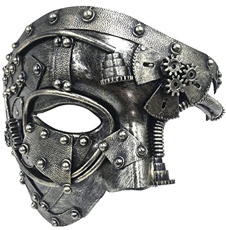 Steampunk Metal Cyborg Masquerade Mask_Half Face Mask_Venetian Masque For Men's Women's Costume, For Halloween Costume Party/Mardi Gras Ball/Masquerade