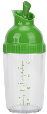 Coctelera para aderezo para ensaladas de 200 ml, recipiente para aderezo para ensaladas Good Grips con tapa, mezclador de aderezo sin BPA, botella mezcladora para cocina(Verde)