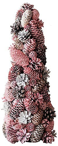 ADITAM Albero di Natale con Noci Rosa da 50 cm, Mini Albero di Natale da Tavolo Albero di Pino Creativo per Ragazze Double The Comfort