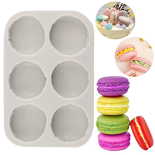 Sijiangmold Moule en silicone 3D à 6 cavités pour macaron hamburger pour décoration de gâteaux, cupcakes, chocolat, bonbons, pâte à sucre