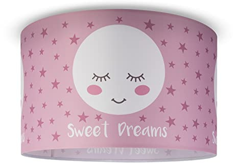 Paco Home Deckenlampe Kinderzimmer Baby Lampenschirm Deckenleuchte Stoff Rund Wolken Himmel Sterne Kinderlampe E27