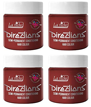 La Riche Directions Semipermanente Haarfarbe 100 ml Dose 4 Packung (Pillarbox Red)
