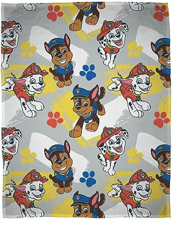 PAW PATROL Fleece Blanket | Super Soft Warm Splodge Design Throw with Marshall and Skye, | Perfect For The Home, Bedroom, Camping & Sleepovers
