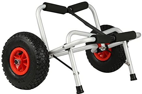 Holdfiturn 100Kg Foldable Kayak Trolley Cart Carrier Pneumatic Tyres Canoe Boat Transport Board Foldable Strap Aluminum Boat Trailer Canoe Trolley Transport Trolley Surf Trolley