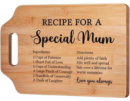 Gleevara Mum Birthday Gifts, Gifts for Mum from Daughter Son - Handmade Bamboo Cutting Board, Unique Mum Christmas Mothers Day Gifts, Creative Kitchen Presents for Mum