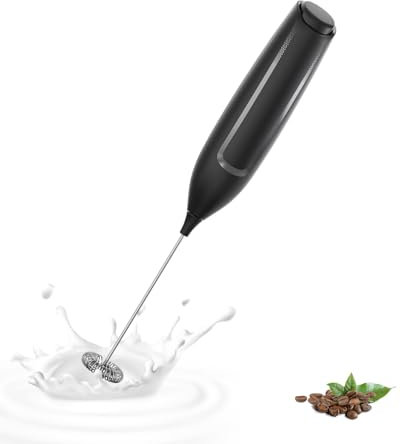 Milchaufschäumer Stab/Milchschäumer Elektrisch tragbarer mit Hoher Leistung Getränkemixer Kaffeebesen batteriebetriebener für Latte, Matcha-Tee, Cappuccino, Schwarz