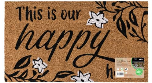 JVL Eco-Friendly Latex Backed Coir Entrance Doormat, 40x70cm - Our Happy Home