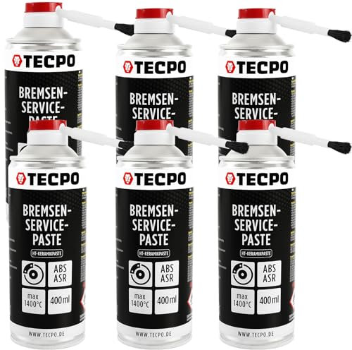 TECPO Lot de 6 pâtes de montage multi température - 400 ml - Lubrifiant permanent très résistant pour les disques de frein - Pâte anti-grincement - Pâte céramique - Pâte de cuivre