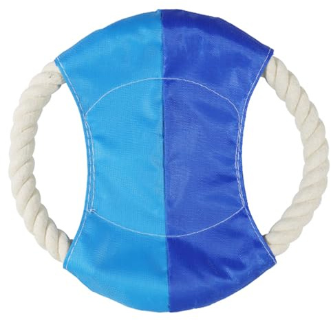 TUYOBG Blue Cotton Rope Dog Flying Disc, Soft Fabric Lightweight Pet Training Flying Disc, Easy to Throw Interactive Flying Disc for Small and Medium Dogs Outdoor Exercise and Sports Games