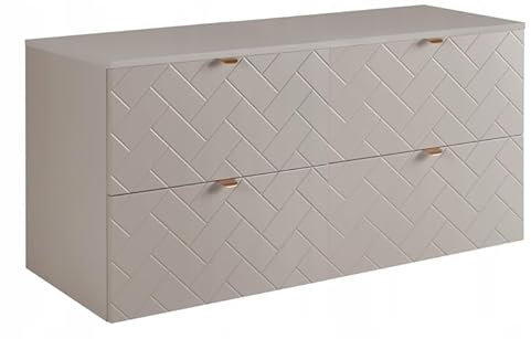 Rodan Waschbeckenunterschrank Hängend Beige mit 2 Soft-Close Schubladen - Badezimmer Unterschrank Waschbecken mit ABS-Kanten - Waschtischunterschrank - Bad Schrank MDF-Korpus 46 x 121 x 62 cm