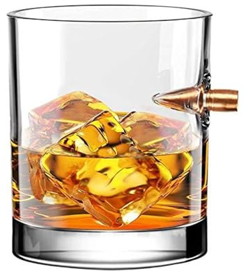 Vasos de Whisky Kugel, Jarras Artesanales de Vidrio, Jarra de Cerveza con Bala Creativa, Copas de Vino para el Hogar para Scotch Bourbon Padre Regalo de Cumpleaños Navidad San Valentín Cristal (A-1pc)