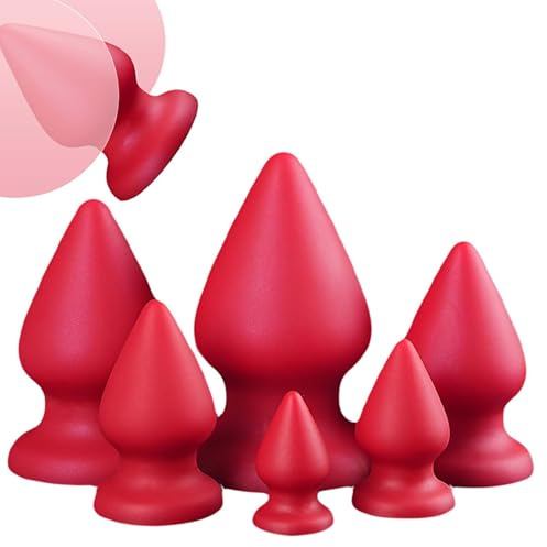 HXLXW Analspielzeuge XXL Butt Plug Dildo Anal Für Männer Und Frauen,Weicher Analdehner Aus Silikon Mit 5 Größen Zur Auswahl,Analkugeln Extra Groß Für Tiefe Stimulation Und Lusttraining（Rot-M）