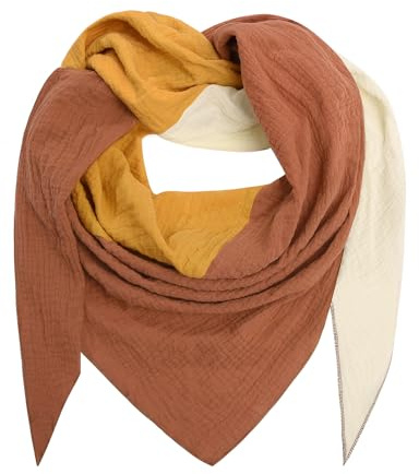 Xnova Damen Musselin Schal Dreieckstuch Baumwolle Weiches und Leichtes | Strickschal Dreieck Vielseitig Halstuch viele Farbkombinationen Poncho Schultertuch Deckenschal Bequemer