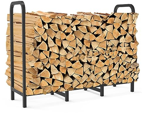 Artigarden Brennholzregal 122 cm, Verstellbar & Stabiler Feuerholzständer für Kamin, Innen & Außen, Metall Holzstapelhalter, Regal für Kaminholz, Schwarz