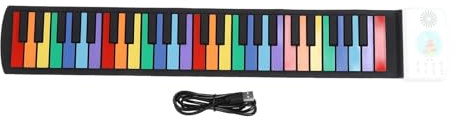 Brilluxa Roll Up Piano, 49 tasti elettronici portatili con 47 Timbre e 14 canzoni demo, piano pieghevole con cuffia e porta di altoparlanti per bambini principiante
