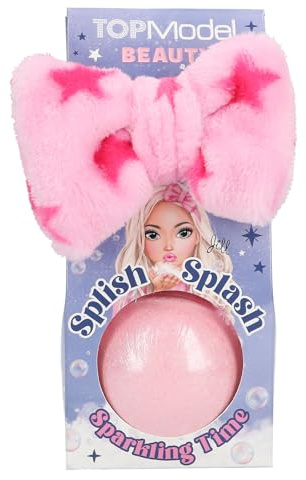 Depesche 13830 TOPModel - Bomba de baño y cinta para el pelo Beauty and Me, en rosa y rosa, cinta de felpa, aditivo de baño con efecto brillo