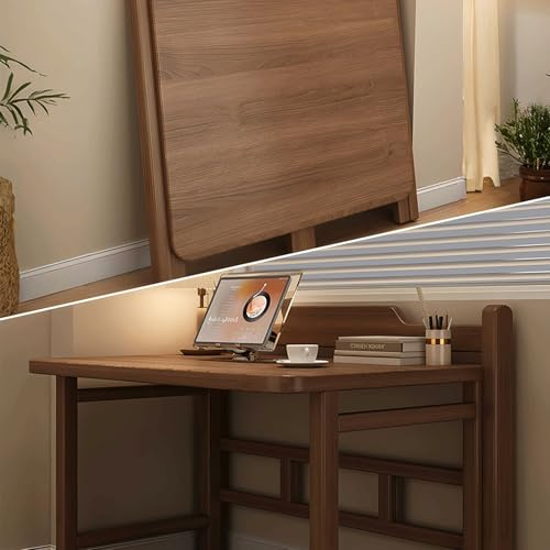 JixCJHj Mesa de Oficina, Despacho Ordenador，Mesas de Trabajo，Table，Escritorio Plegable sin Montaje，Ahorra Espacio，para Estudio,Oficina,Gaming,Dormitorio(Walnut,80cm/31in)