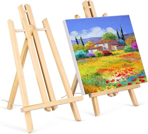 Hunwutef Tischstaffelei 40 cm Hoch, Staffelei Tisch, Staffelei aus Kiefernholz, Zusammenklappbar, Mini Staffelei Holz für Gemälde, Kinder Kunst & Handwerk, Bilderrahmen und Fotografien