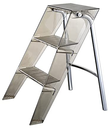 Scala Pieghevole a 3 Gradini Con Piedini Antiscivolo, Scaletta Trasparente in Acrilico, Sgabello Moderno per Uso Domestico, Capacità di Carico 150Kg, Sgabello da Ufficio.