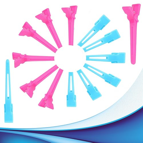 Fermagli Hair Clip per capelli a becco di cicogna 14 x 42 mm per picoce ciocche - 100 Becchi per capelli nei colori azzurro pastello e fucsia. Materiale morbido, professionali uso casa e/o salone.