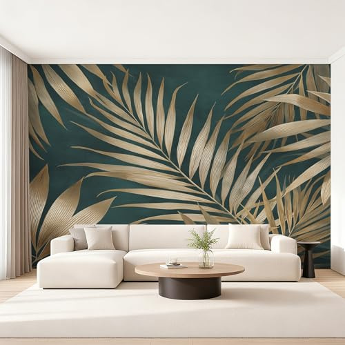 W300 X H210 cm Palm Leaves Wallpaper, Wall Mural Tropical Palm Leaf Photo Wallpaper, Non-Woven Print Wall Paper for Living Room Bedroom Art Decor, Renter Friendly D&O144