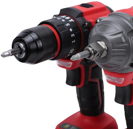 Jectse Llave de Impacto, Pistola de Impacto de 1/2, 21 V, 350 N, 2400 RPM, Soporte de par de Frecuencia de Llave, para Profesionales de Bricolaje, para Automóviles (rojo)
