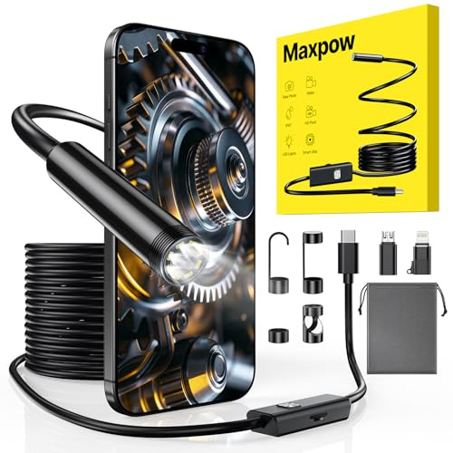 Maxpow Endoscope Inspection Camera – IP67 Waterproof Endoscope 4.98M