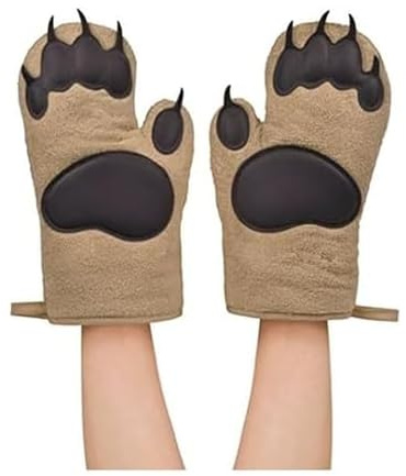 Fred & Friends Bear Hands Heat Resistant Oven Gloves, Brown