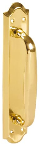 Amig | Türgriff mit Messingplatte Mod. 13 | Maße: 245 x 45 mm | klassisch und robust | inkl. Spanplatten | mit polierter Gold-Oberfläche