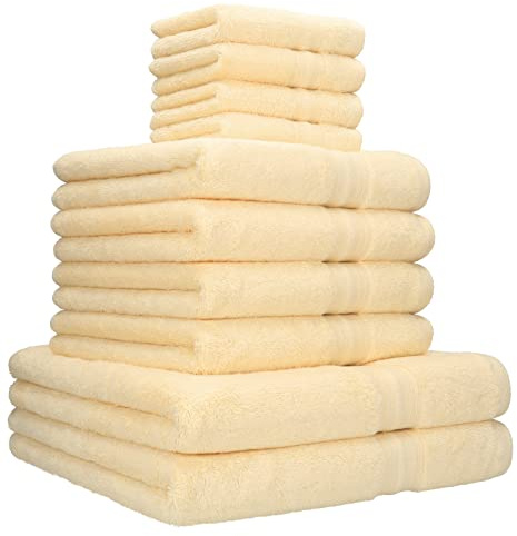 Betz 10-TLG. Handtuch-Set Gold Luxus Qualität 600g/m² 100% Baumwolle 2 Duschtücher 4 Handtücher 4 Seiftücher beige