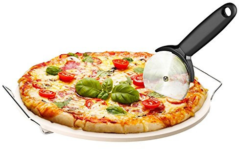 Chef's Star Keramik-Pizzastein und Pizzaschneider, 38,1 cm
