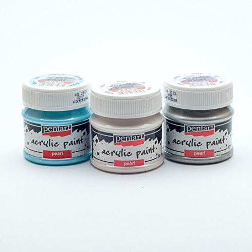 Zita's Creative Acrylfarbe Perlmutt in Set 3x50ml - Set 3. Perlmuttfarbe, Bastelfarbe, Acrylfarbe