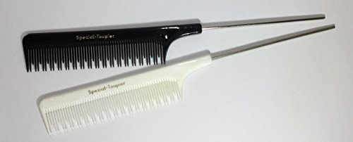 niavida Toupierkamm Spezial Toupier-Nadelstielkamm feststehende Nadel 2-1 wechselnde Zahnung ca. 22 cm schwarz Nadel-Stielkamm flexibel