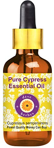 Deve Herbes Olio essenziale di Cypress puro (Cupressus sempervirens) con contagocce in vetro 100% naturale qualità terapeutica distillato a vapore 100 ml (3,38 oz)