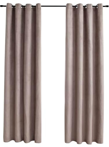 vidaXL 2X Vorhang Verdunkelung mit Metallösen Verdunkelungsvorhang Kräuselband Ösen Schlaufe Thermo Gardine Blickdicht Taupe 140x175cm