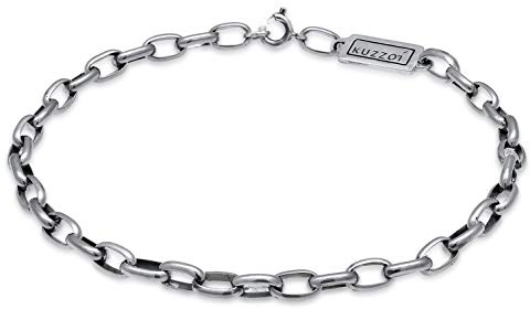 Kuzzoi Buddha Silber-Armband Herren 925 Silber Gliederarmband (8 mm) | massives 925 Sterling Silber oxidiert Panzerarmband mit Federring 0201110820