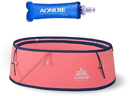 AONIJIE Lovtour Laufgürtel, Hüfttasche, Flip Taillengürtel, mit 250 ml weicher Wasserflasche und leicht, für Marathon, Klettern, Joggen, Radfahren, Workout, Fitness, Handy-Halterung (Pink, S-M)
