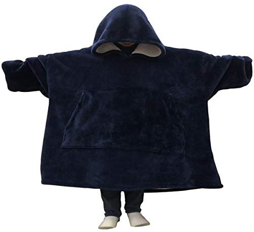 C Hello Cloud Överdimensionerad huvtröja, bärbar filt tröja, ultramjuk sherpa fleece bekväm gosa hoodie, lätt fluffig jumper vändbar, en storlek för alla kvinnor män